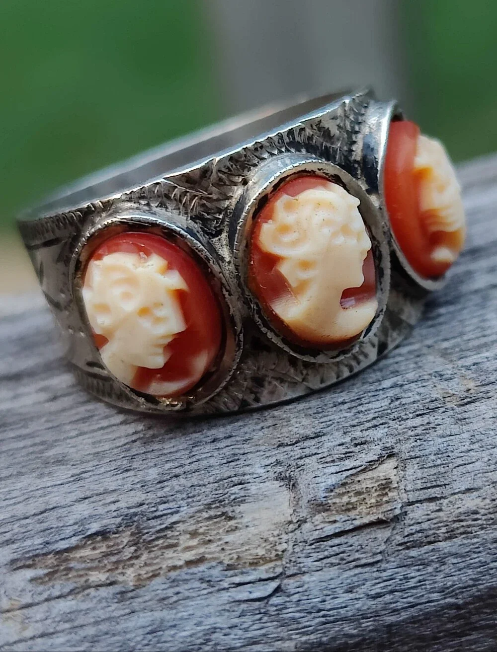 Antique 800 Silver Cameo Ring